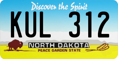 ND license plate KUL312