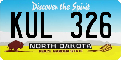 ND license plate KUL326