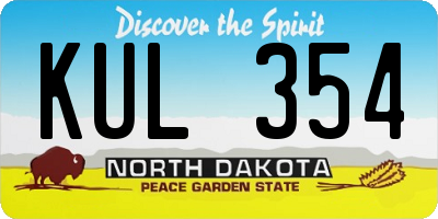 ND license plate KUL354