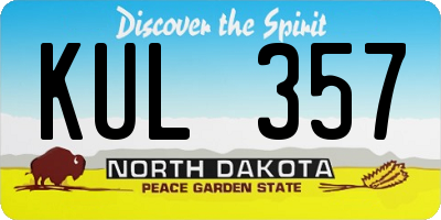 ND license plate KUL357