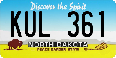 ND license plate KUL361