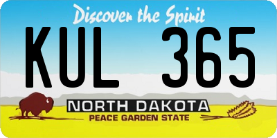ND license plate KUL365
