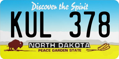 ND license plate KUL378