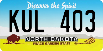 ND license plate KUL403