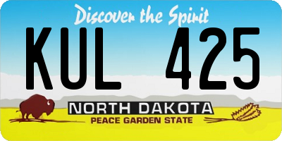 ND license plate KUL425