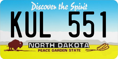 ND license plate KUL551