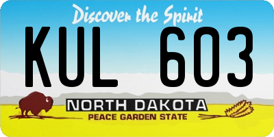 ND license plate KUL603
