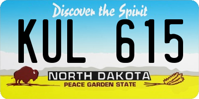 ND license plate KUL615