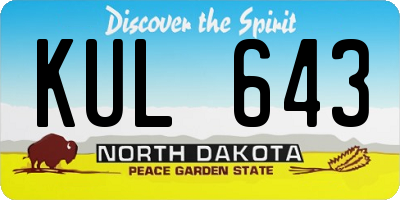 ND license plate KUL643