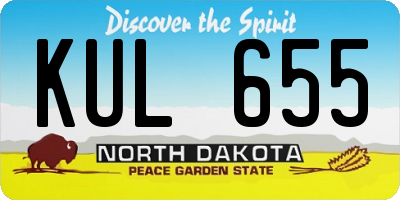 ND license plate KUL655