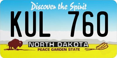 ND license plate KUL760