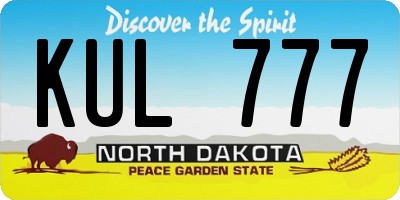 ND license plate KUL777