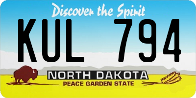 ND license plate KUL794