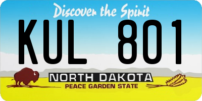 ND license plate KUL801