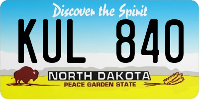 ND license plate KUL840