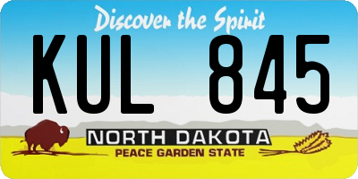 ND license plate KUL845