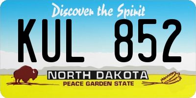 ND license plate KUL852