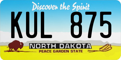 ND license plate KUL875