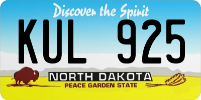 ND license plate KUL925