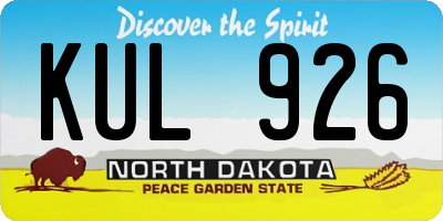 ND license plate KUL926