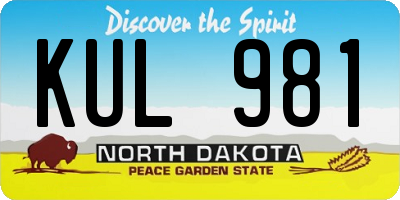 ND license plate KUL981