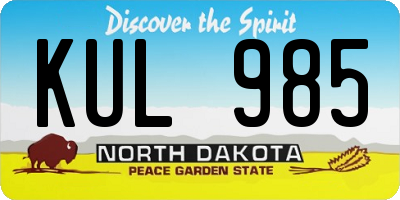 ND license plate KUL985