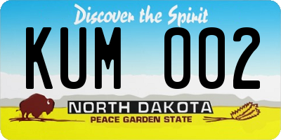 ND license plate KUM002