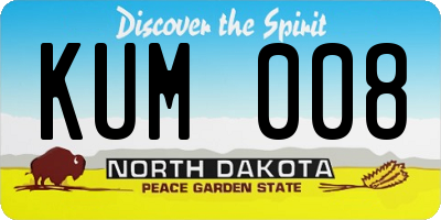 ND license plate KUM008