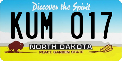 ND license plate KUM017