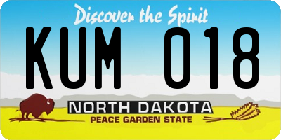 ND license plate KUM018