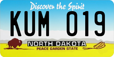 ND license plate KUM019