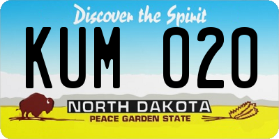 ND license plate KUM020