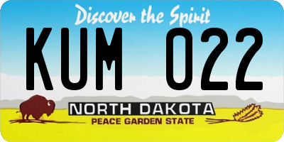 ND license plate KUM022