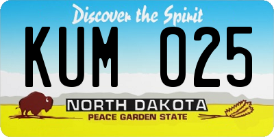ND license plate KUM025