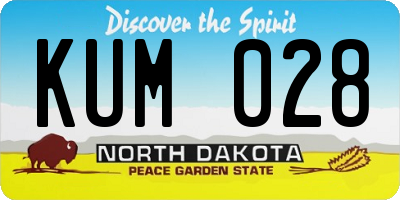 ND license plate KUM028