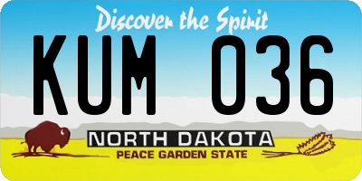 ND license plate KUM036