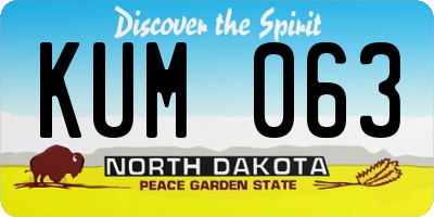ND license plate KUM063