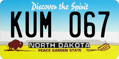 ND license plate KUM067