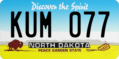 ND license plate KUM077