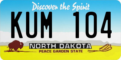 ND license plate KUM104