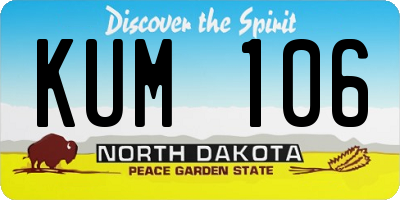 ND license plate KUM106