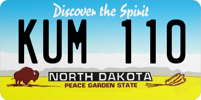 ND license plate KUM110