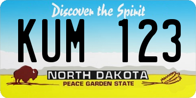ND license plate KUM123