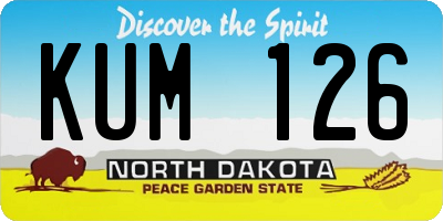 ND license plate KUM126