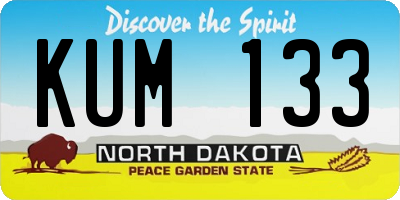 ND license plate KUM133