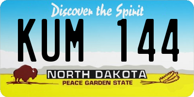 ND license plate KUM144