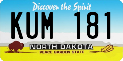 ND license plate KUM181