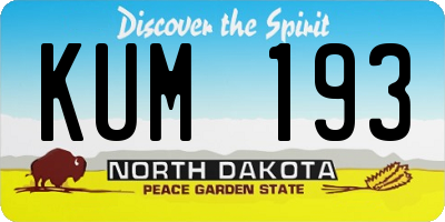ND license plate KUM193
