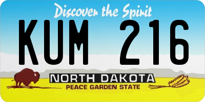ND license plate KUM216