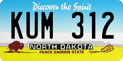 ND license plate KUM312